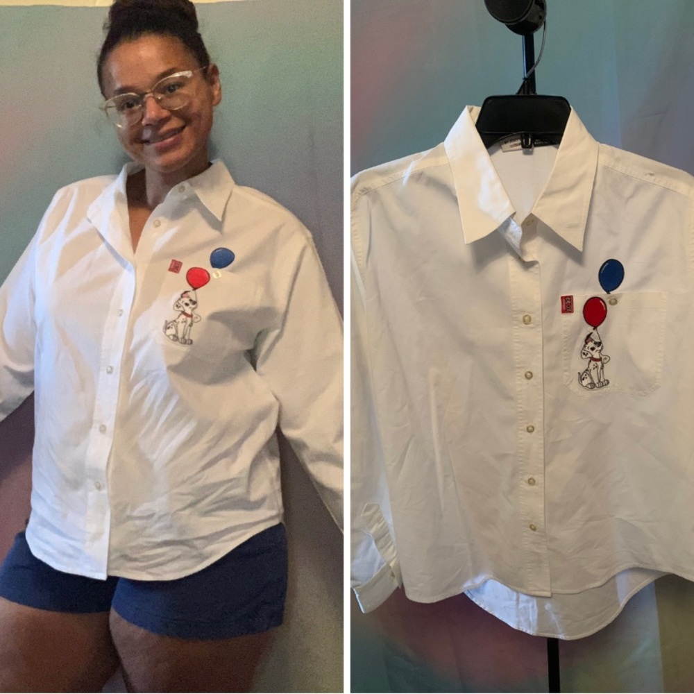 VINTAGE Disney store 101 Dalmatians button down shirt size Medium
